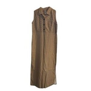 Vintage Olivia Rose Dress Linen Blend Sleeveless Maxi Dress Cottagecore Womens 8